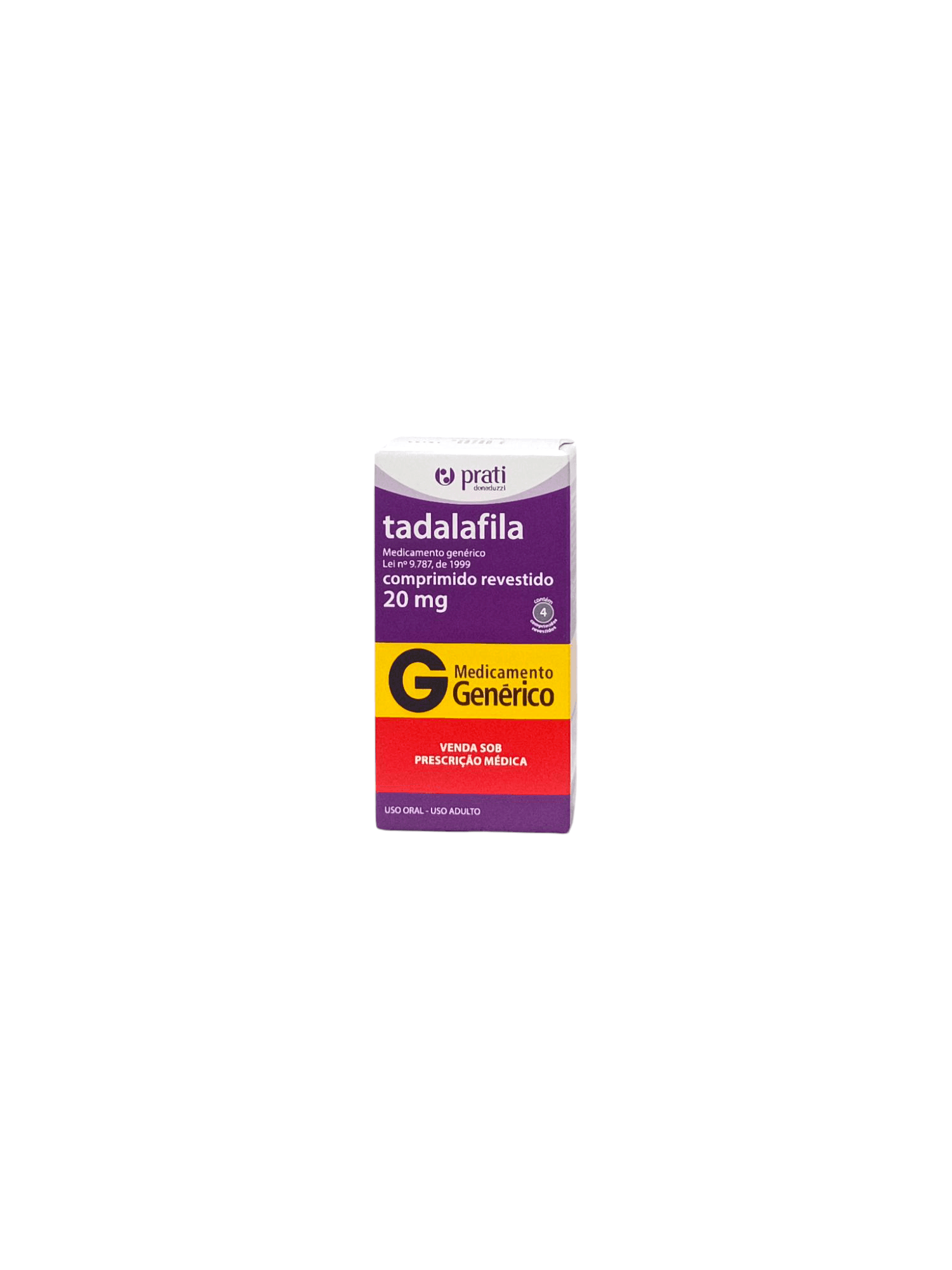 Tadalafila 20mg com 4 comprimidos Prati Donaduzzi