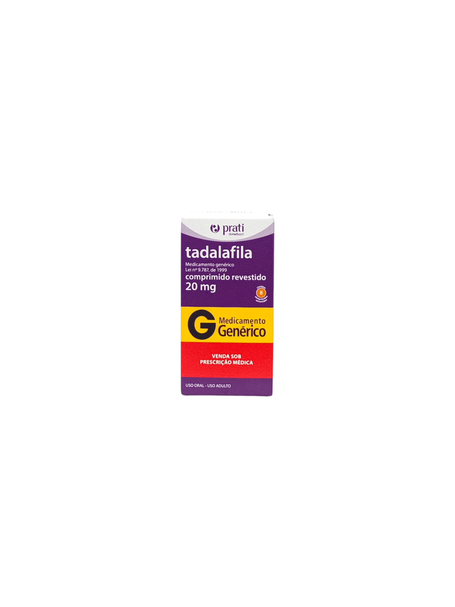 Tadalafila 20mg com 8 comprimidos Prati Donaduzzi